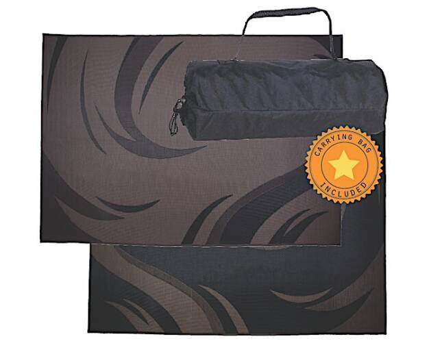 Ming's Mark Reversible RV Patio Mat - Black & Brown Swish Design - 8' x 18' • SD8181