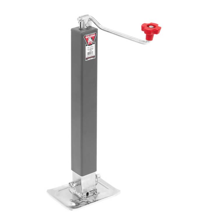 Bulldog Square Trailer Jack, No Mount, 8,000 lbs. Support Capacity, Top Wind, Weld-On, 15 in. Travel • 190704