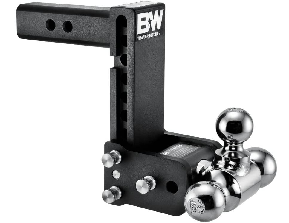B&W Tow & Stow Adjustable Tri-Ball Mount - 2" Receiver - 1 7/8", 2", 2 5/16" Ball - 7" Drop • TS10049B