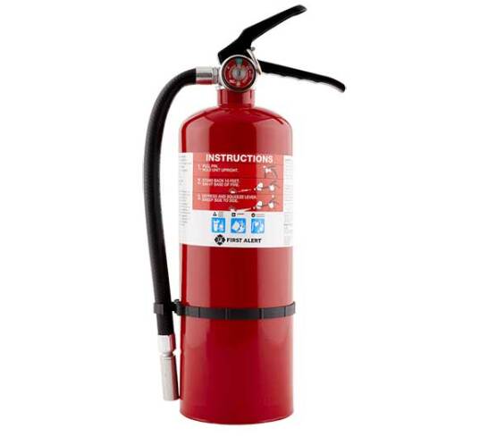 First Alert Rechargeable Compliance Fire Extinguisher UL rated 2-A:10-B:C • HOME2