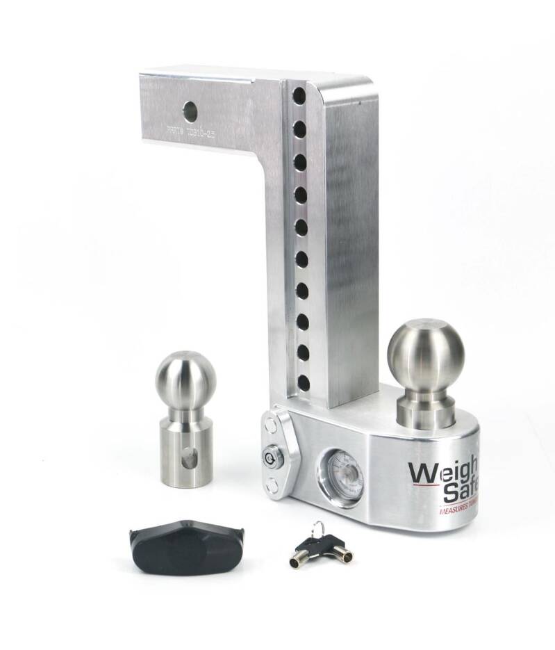 Weigh Safe Adjustable 10" Drop Aluminum with Stainless Steel Balls Ball Mount with Built-in Scale for 2-1/2" Receivers • WS10-2.5