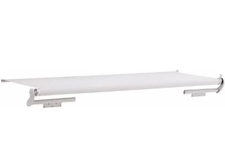 Dometic Deluxe SlideTopper 84" White Vinyl Standard Slide-Out RV Awning with Rail & White Wind Deflector • 98001CQ.084B
