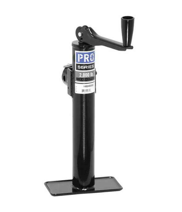 Pro Series Round Trailer Jack, Side Mount, 2,000 lbs. Lift Capacity, Topwind, Weld-On, 10 Inch Travel • 1400400303