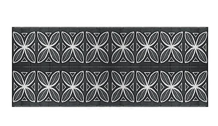 Camco Open Air Reversible Outdoor Mat - 8' x 20' Charcoal Botanical • 42833