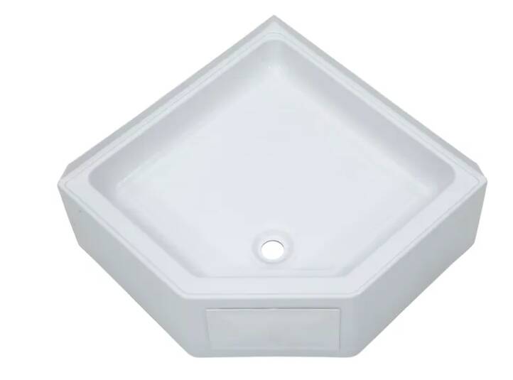 Lippert Corner Shower Pan with Center Drain; 27" x 27" (White) • 325246