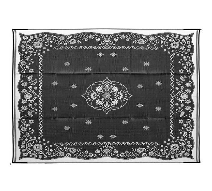 Camco Outdoor Mat 9' x 12' - Oriental, Charcoal / White • 42853