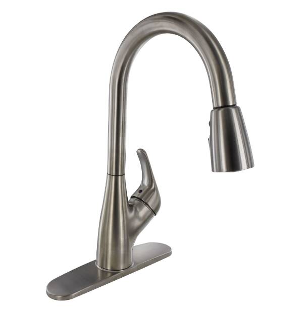Valterra Brushed Nickel Pull-Down Hybrid Kitchen Faucet with Knob Handle • PF231461