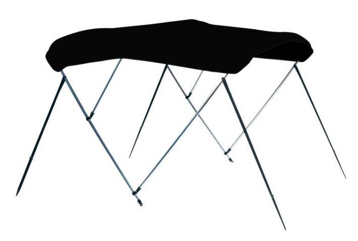 Carver Jet Black Sunbrella Acrylic 3-Bow Ready to Assemble Bimini Canvas with Storage Boot, 6' L x 85"-90" W x 46" H • 605A-02
