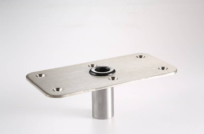 Attwood Lock'N-Pin 8" L x 4" W Stainless Steel Non-Threaded Rectangular Base with Nylon Bushing & Steel Lip Tube for 3/4" D Post • 64839