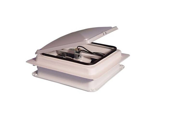 Heng's 14" x 14" Plastic Base Roof Vent with White Manual Lid & Fan • V071112-C1G1