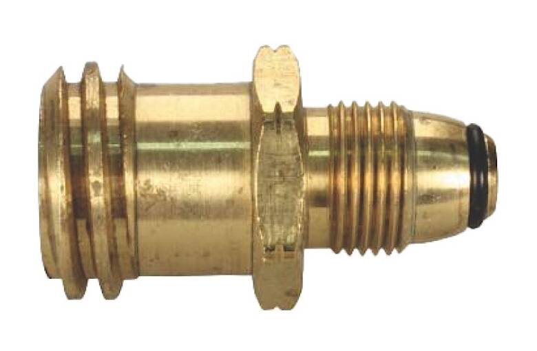 JR Products Brass LP Gas Fitting (Female Quick Connect to Male Prest-O-Lite) • 07-30125