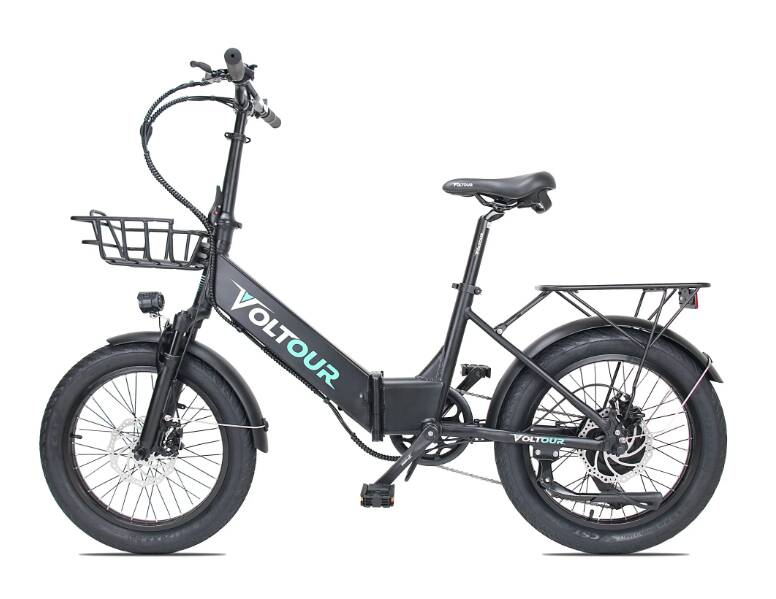 Voltour Dash 500 Watt Folding Electric Bike with StepThru Frame, Black • 320-STFDBLK