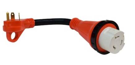 Valterra 30A Male 50A Female Detachable Adapter Cord with Handle, 12", Red • A10-3050HD
