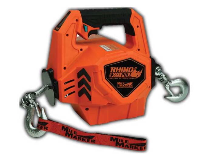 Mile Marker Rhino Pull 1000 LB Portable Electric Winch, 24V • 71-1000