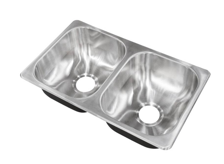 Lippert Stainless Steel Drop-In Rectangular Double Bowl Kitchen Sink (27"L x 16"W) • 388412