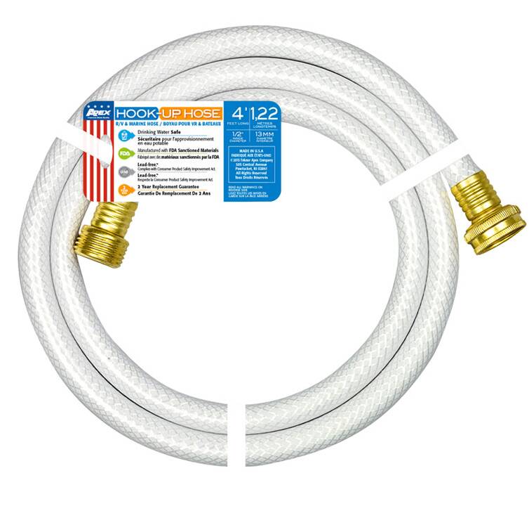 Teknor Apex AquaFlex 1/2" x 25' White Fresh Water Hose with Leak Proof Coupling • 7533-25