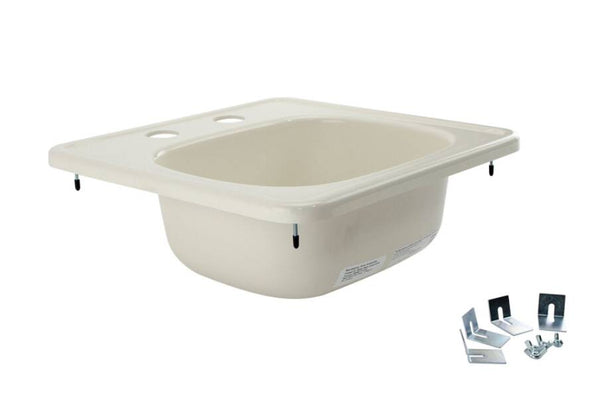 Lippert Parchment Drop-In Square Single Bowl Kitchen Sink (15"L x 15"W) • 209356