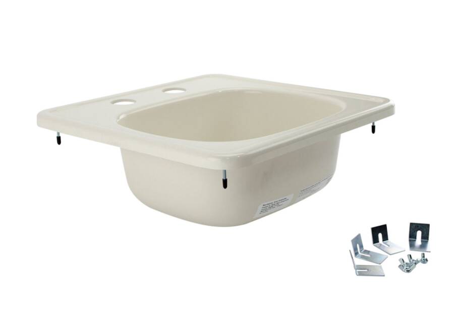 Lippert Parchment Drop-In Square Single Bowl Kitchen Sink (15"L x 15"W) • 209356