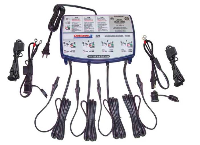 Optimate 3 Smart Battery Charger, AC to DC, 4 Bank, 12V, 0.8 Amp • TM-455