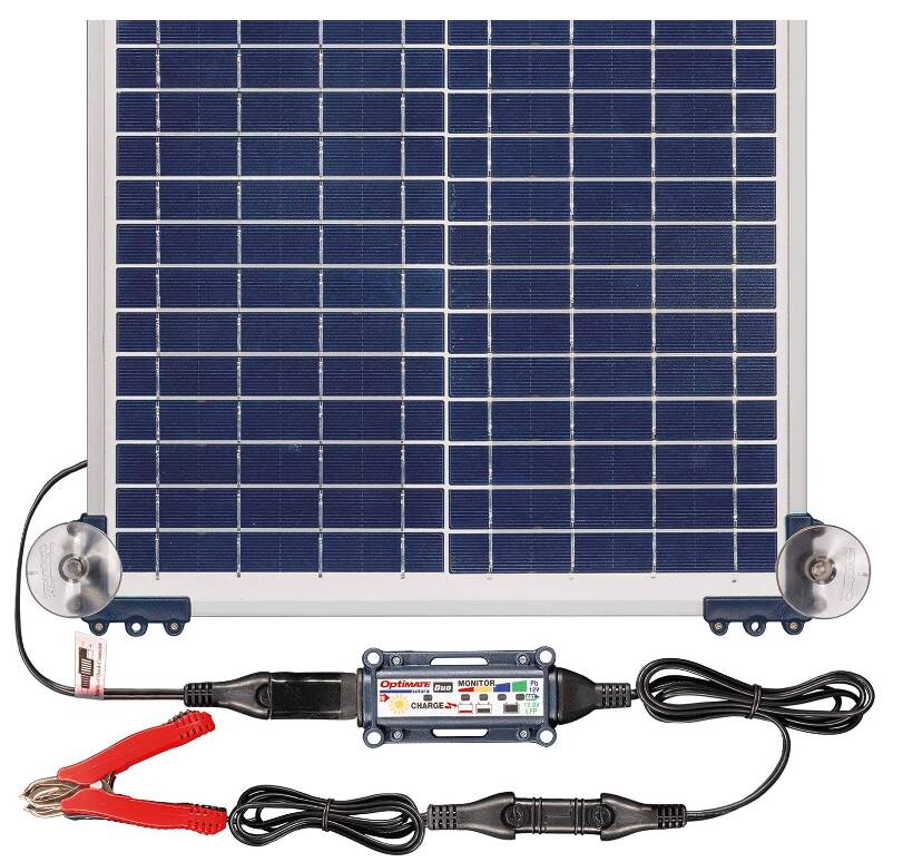 Optimate Solar Duo Panel 20W Travel Kit, 6-Step 12V/12.8V/1.6A, Weatherproof Solar Battery Saving Charger/Maintainer • TM-522-D2TK