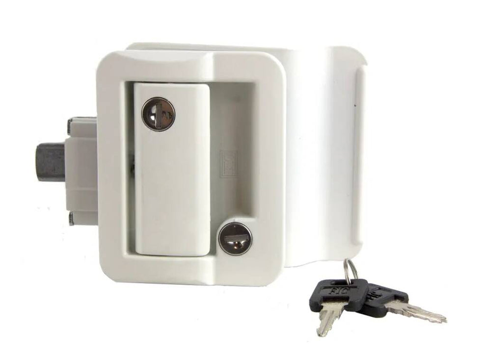Lippert Global Entry Door Latch for Travel Trailers - White • 239632