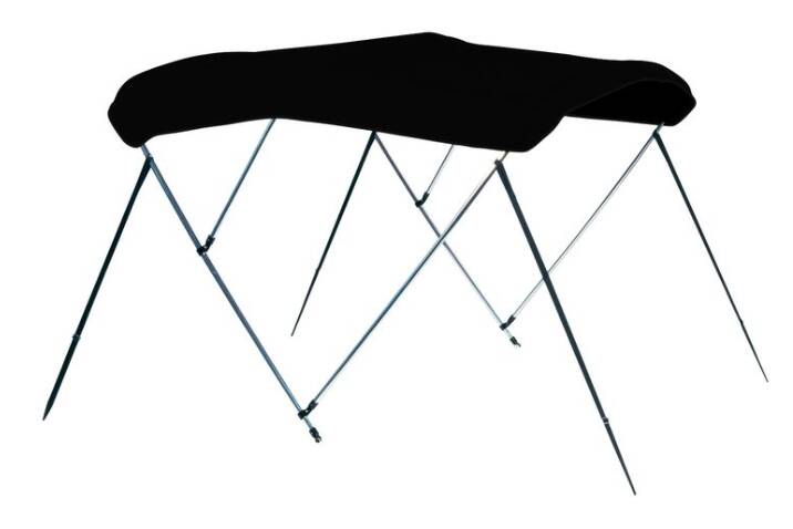 Carver Jet Black Sunbrella Acrylic 3-Bow Ready to Assemble Bimini Canvas with Storage Boot, 6' L x 79"-84" W x H • 604A-02