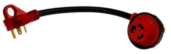 Valterra 30AM-30AF 90 Degree LED Detach Adapter Cord, 12”, Red • A10-3030D90VP