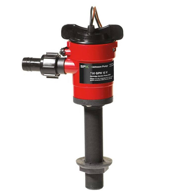 Johnson Pump 12V 750 GPH Electric Livewell Cartridge Impeller Aerator Pump • 28703