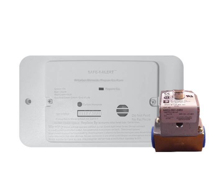 Safe-T-Alert Dual Propane/LP And Carbon Monoxide Alarm w/Trim Ring & Solenoid, White • 25-742-R-WT-TR-KIT