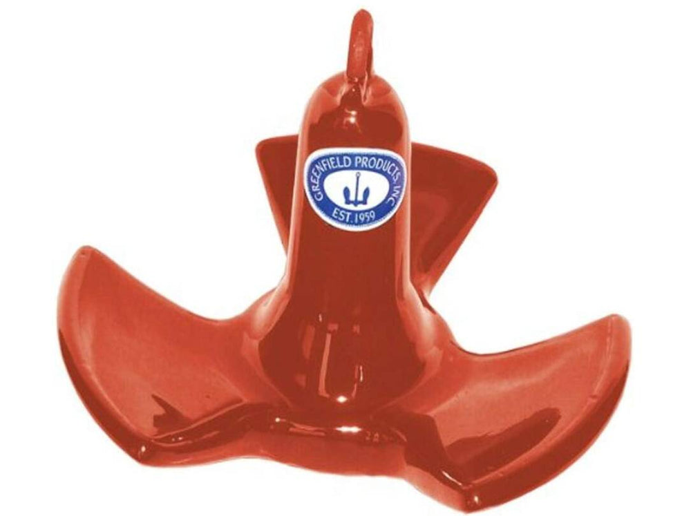 Greenfield 14 lb Red PVC Coated Iron Tri-Fluke River Anchor • 514-RD