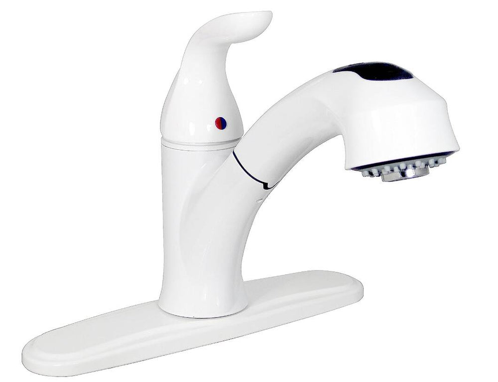 Valterra Premium RV Single Handle Pull Out Kitchen Faucet, White • PF231241