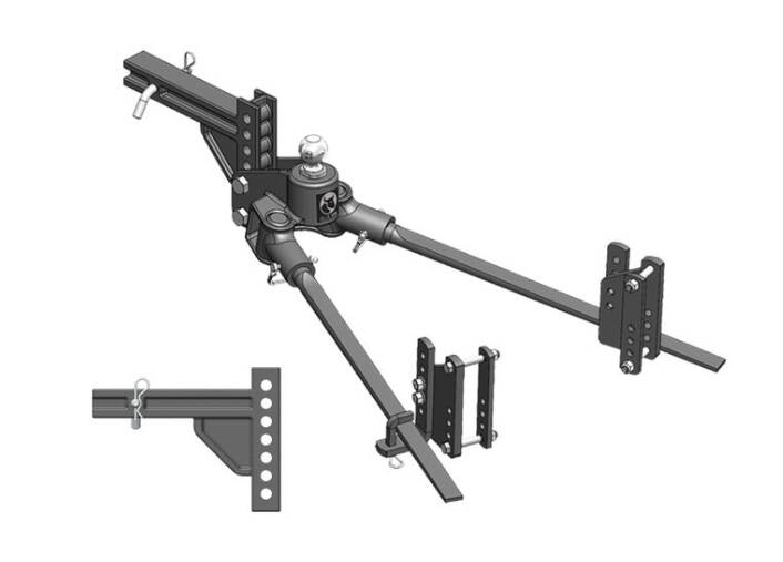 Blue Ox TrackPro Weight Distribution Hitch - 1,300 TW Standard Shank 7 Hole with Longer L-Brackets • BXW1353
