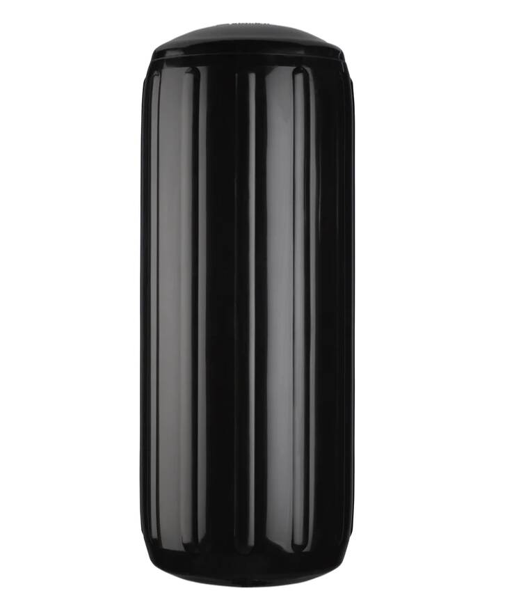 Polyform HTM-3 Series 10.5" x 27" Black Line Through Center Cylindrical Inflatable Fender with Air Adaptor • HTM-3 BLACK