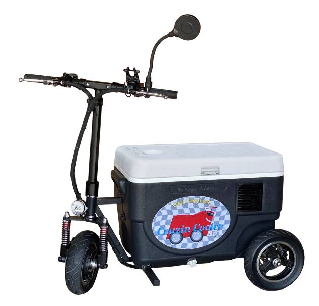 Cruzin Cooler Electric 3 Wheel Rideable Cooler Scooter, 1000 W Motor, LiFePO Lithium Batteries • CZ-HB SPORT X-LI