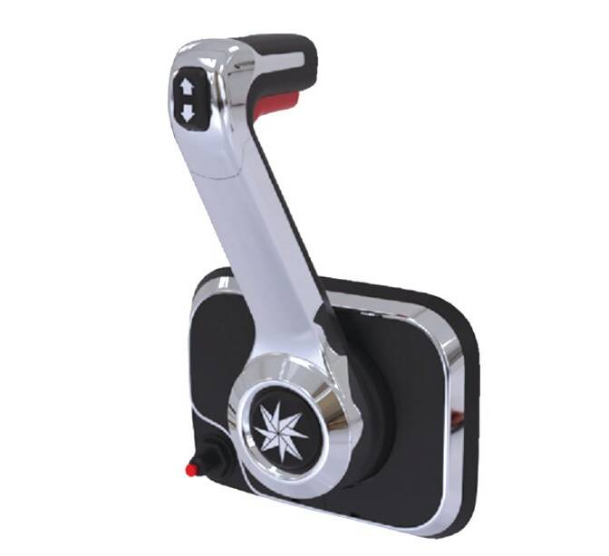 SeaStar Xtreme Side Mount Chrome/Black Side Mount Single Control Station with Engine Cut Off Switch and Trim • CHX8051P