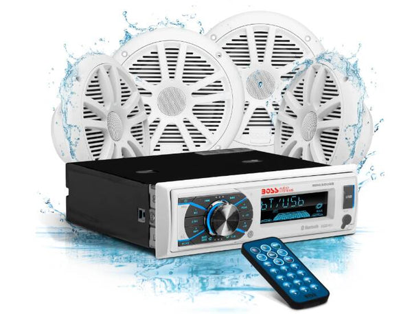 BOSS Audio Systems AM/FM/MP3/USB Bluetooth Receiver Package w/Four 6.5" Speakers • MCK632WB.64