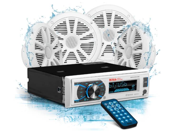 BOSS Audio Systems AM/FM/MP3/USB Bluetooth Receiver Package w/Four 6.5" Speakers • MCK632WB.64