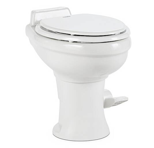 Dometic 320 Series Elongated Ceramic Standard Height RV Toilet - White • 302320081