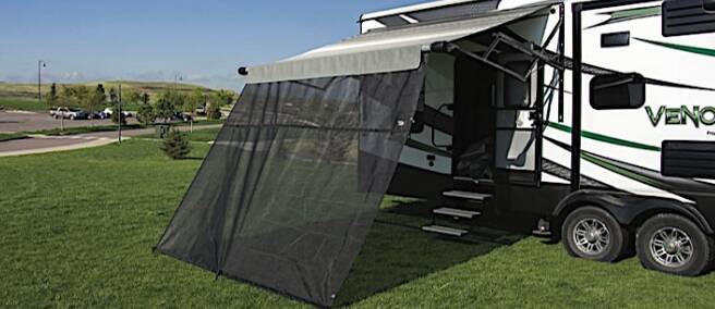 Carefree EZ ZipBlocker 17' x 7' Black Polyester RV Awning Front Shade Panel • 701707