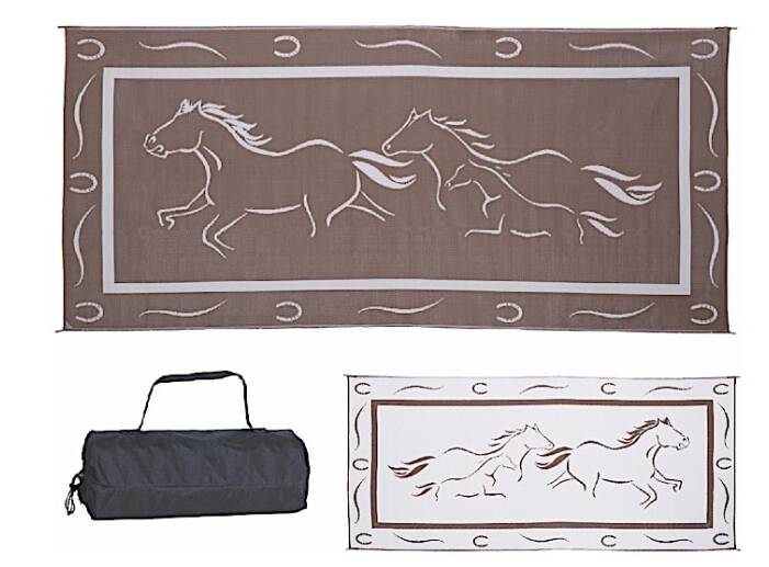 Ming's Mark Stylish Camping 8 ft. x 18 ft. Galloping Horses - Brown/White • GH8187