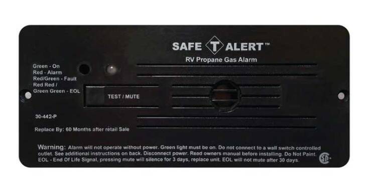 Safe-T-Alert 30 Series RV Propane/LP Gas Alarm - Black, Flush Mount • 30-442-P-BL
