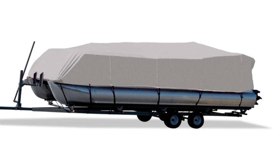 Carver Flex-Fit Haze Gray Poly-Guard Boat Cover for 20'-22' L x 102" W Pontoon Boats • 79009