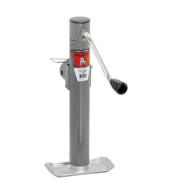 Bulldog Round Trailer Jack, Side Mount, 2,000 lbs. Lift Capacity, Side Wind, Weld-On, 15 in. Travel • 158151