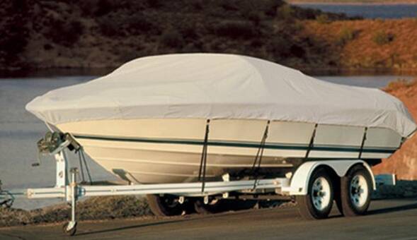 Taylor Made Boatguard Gray Polyester Boat Cover for 14'-16' L x 90" W Trailerable V-Hull Runabout Bow Rider Boats • 70203
