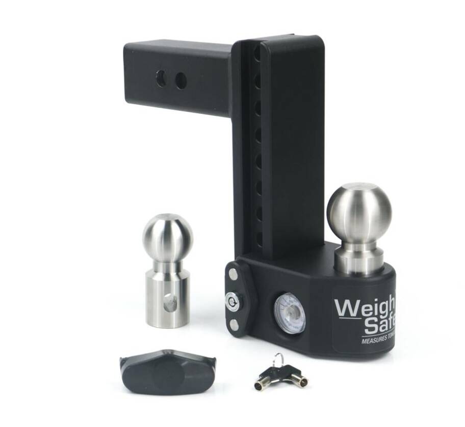 Weigh Safe Adjustable 8" Drop Steel with Stainless Steel Balls Ball Mount with Built-in Scale for 2-1/2" Receivers • SWS8-2.5