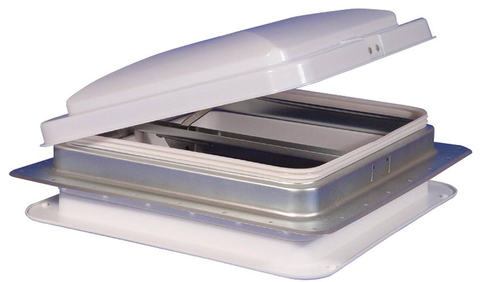 Heng's 14" x 14" Galvanized Metal Base Roof Vent with White Manual Lid • 71111A-C1G1