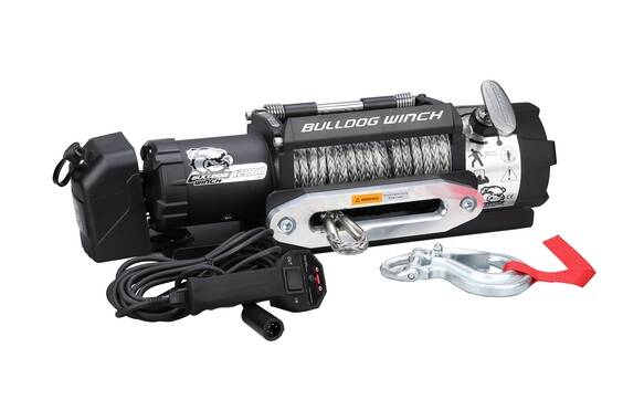 Bulldog Winch 12K Trailer Winch with Synthetic Rope, Hawse Fairlead • 10040