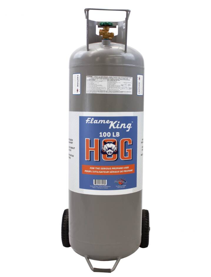 Flame King 100 LB Horizontal & Vertical Propane Cylinder w/ POL and Wheels • YSN100HOGA