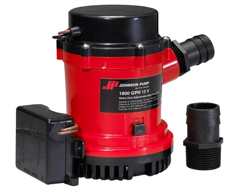 Johnson Pump 12 V 1596 GPH Electric Heavy Duty Automatic Impeller Submersible Bilge Pump with Ultima Switch • 01674-001