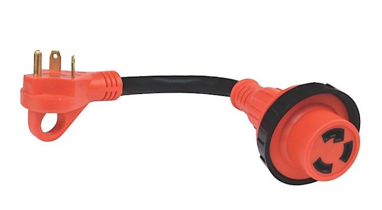Valterra Mighty Cord 30AM-30AF Detachable Adapter Cord with Handle, 12", Red • A10-3030HDVP